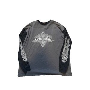 Vintage 90s Harley-Davidson T-Shirt Long-Sleeve Tribal Biker Goth Faded Men XL